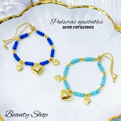 pulsera balin ajustable con dije corazon