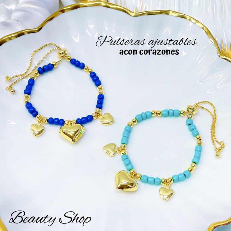pulsera balin ajustable con dije corazon