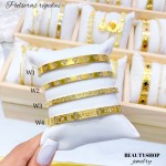 pulsera rígida con pedrería en acero