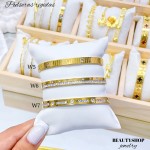 pulsera rígida con pedrería en acero