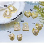 #T zarcillo con piedra oro chino lujos 20&