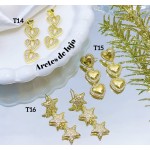 #T zarcillo con piedra oro chino lujos 20&