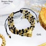 #B pulsera triple con dije corazon 16.5&