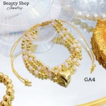 #B pulsera triple con dije corazon 16.5&