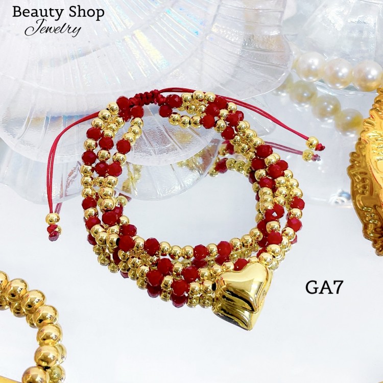 #B pulsera triple con dije corazon 16.5&