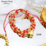 #B pulsera triple con dije corazon 16.5&