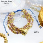 #B pulsera triple con dije corazon 16.5&