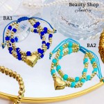 pulsera doble ajustable con dije corazon 14&