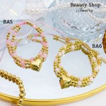 pulsera doble ajustable con dije corazon 14&