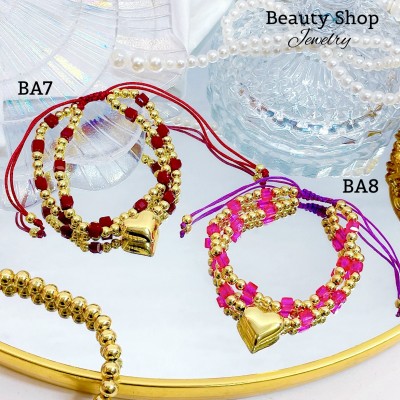 pulsera doble ajustable con dije corazon 15.50&