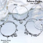 #H Pulseras Rígidas Con Dijes Oro Chino 16& #H Pulseras Rígidas Con Dijes Oro Chino 16&