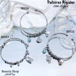 #H Pulseras Rígidas Con Dijes Oro Chino 16& #H Pulseras Rígidas Con Dijes Oro Chino 16&