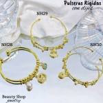 #H Pulseras Rígidas Con Dijes Oro Chino 16& #H Pulseras Rígidas Con Dijes Oro Chino 16&