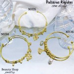 #H Pulseras Rígidas Con Dijes Oro Chino 16& #H Pulseras Rígidas Con Dijes Oro Chino 16&