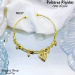 #H Pulseras Rígidas Con Dijes Oro Chino 16& #H Pulseras Rígidas Con Dijes Oro Chino 16&