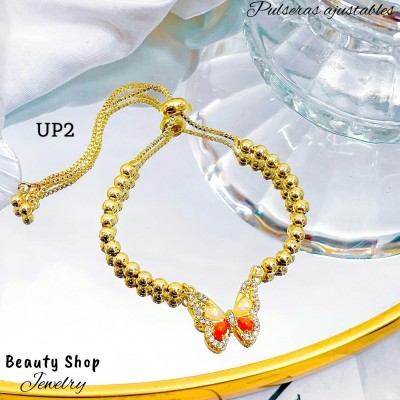 Pulseras ajustables de balín con dijes (12&)