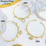 #H Pulseras Rígidas Con Dijes Oro Chino 16& #H Pulseras Rígidas Con Dijes Oro Chino 16&