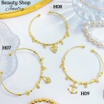 #H Pulseras Rígidas Con Dijes Oro Chino 16& #H Pulseras Rígidas Con Dijes Oro Chino 16&
