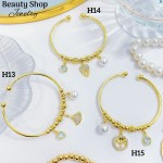 #H Pulseras Rígidas Con Dijes Oro Chino 16& #H Pulseras Rígidas Con Dijes Oro Chino 16&