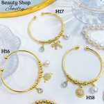 #H Pulseras Rígidas Con Dijes Oro Chino 16& #H Pulseras Rígidas Con Dijes Oro Chino 16&