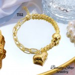 #T pulsera eslabon con dijes corazon 13.50& #T pulsera eslabon con dijes corazon 13.50&