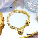 #T pulsera eslabon con dijes corazon 13.50& #T pulsera eslabon con dijes corazon 13.50&