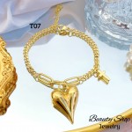 #T pulsera eslabon con dijes corazon 13.50& #T pulsera eslabon con dijes corazon 13.50&