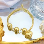 #T pulsera eslabon con dijes corazon 13.50& #T pulsera eslabon con dijes corazon 13.50&