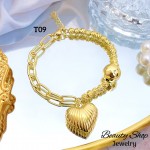 #T pulsera eslabon con dijes corazon 13.50& #T pulsera eslabon con dijes corazon 13.50&