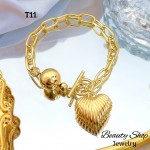 #T pulsera eslabon con dijes corazon 13.50& #T pulsera eslabon con dijes corazon 13.50&