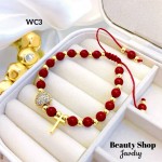 pulsera ajustable con dije corazon y cruz 14.50& pulsera ajustable con dije corazon y cruz 14.50&