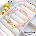 pulsera ajustable con dije corazon y cruz 14.50& pulsera ajustable con dije corazon y cruz 14.50&