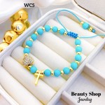 pulsera ajustable con dije corazon y cruz 14.50& pulsera ajustable con dije corazon y cruz 14.50&