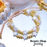 pulsera doble ajustable con perla 12.5&