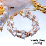 pulsera doble ajustable con perla 12.5&