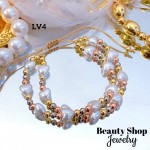 pulsera doble ajustable con perla 12.5&