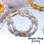 pulsera doble ajustable con perla 12.5&