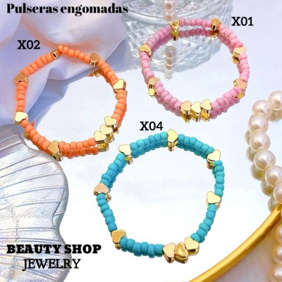 pulsera engomada color con balin (&10)