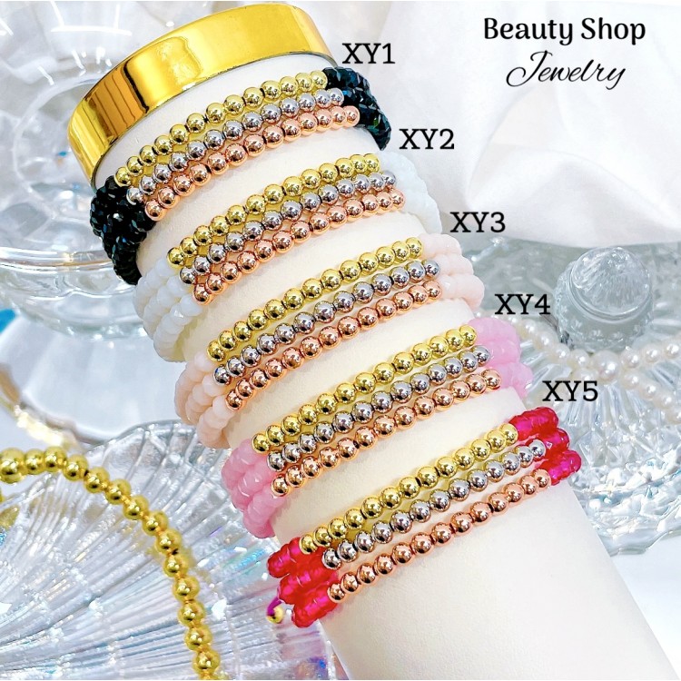 pulsera triple con balines 14.5& pulsera triple con balines 14.5&