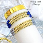 pulsera triple con balines 14.5& pulsera triple con balines 14.5&