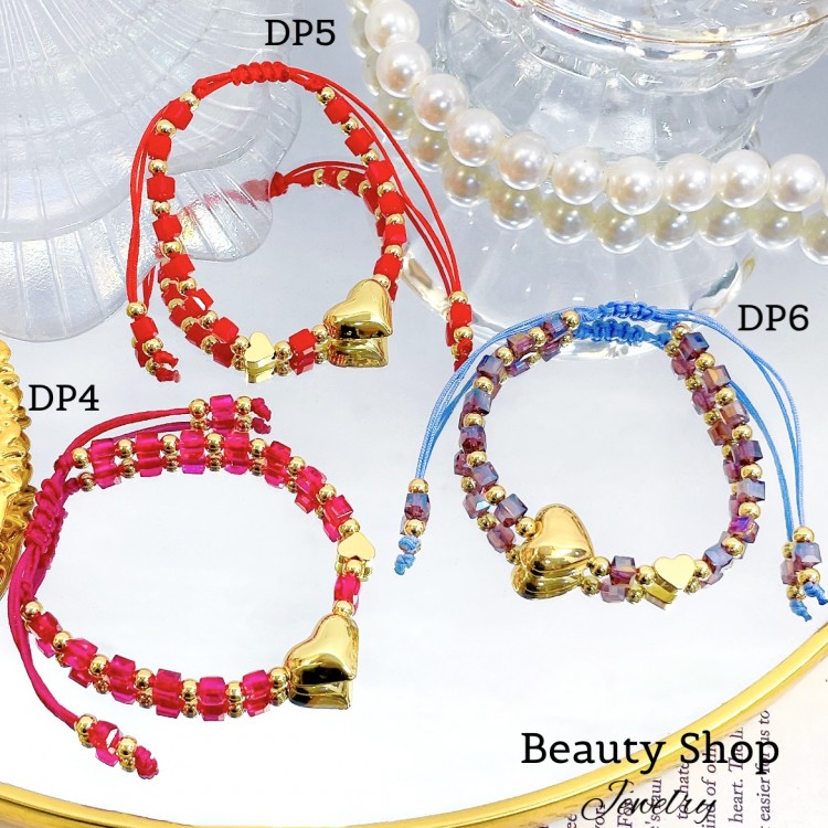 pulsera ajustable con dije corazon 12& pulsera ajustable con dije corazon 12&