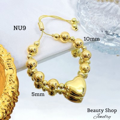 pulsera oro chino con corazon 13.5&