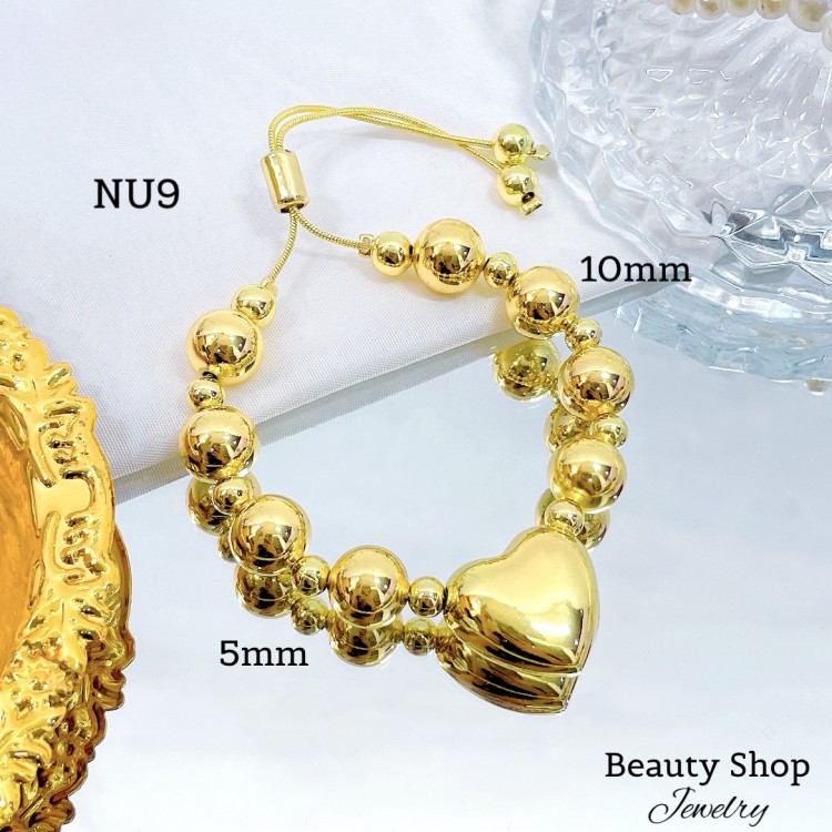 pulsera oro chino con corazon 13.5& pulsera oro chino con corazon 13.5&