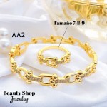 #A juego pulsera con anillo oro chino 18k 32&