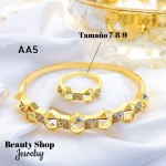 #A juego pulsera con anillo oro chino 18k 32&