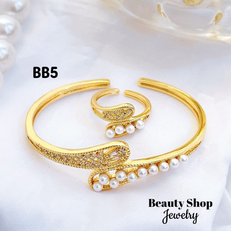 #B juego pulsera con anillo perla 42.50&