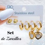 set zarcillo acero 16&