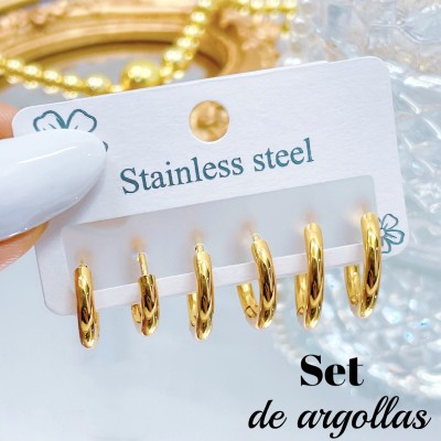 set argolla acero 13&