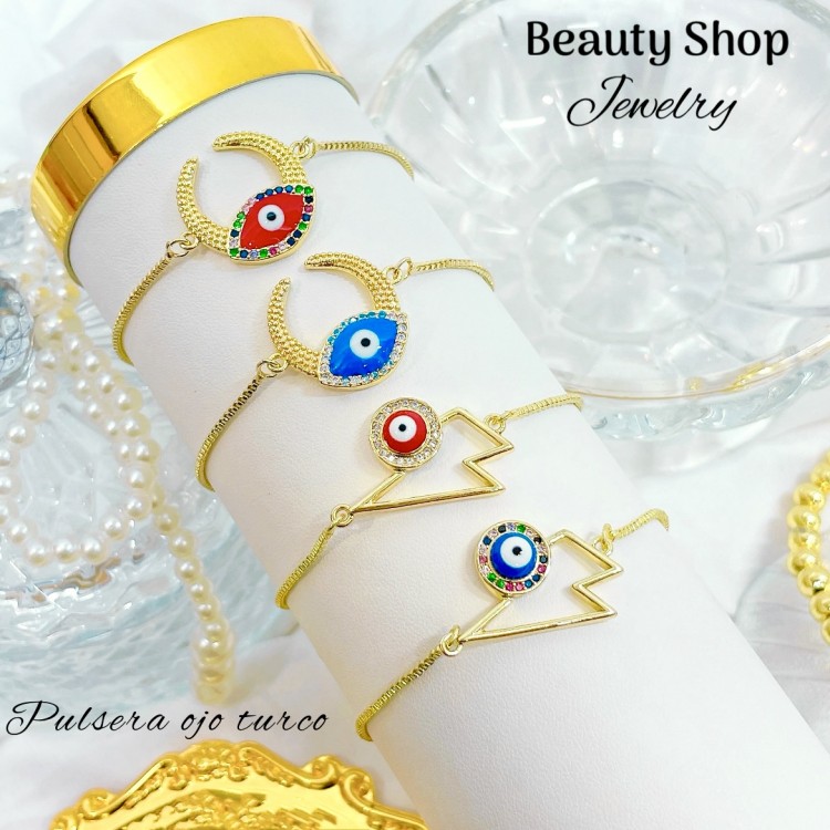 pulsera ajustable de ojo turco 9.50&