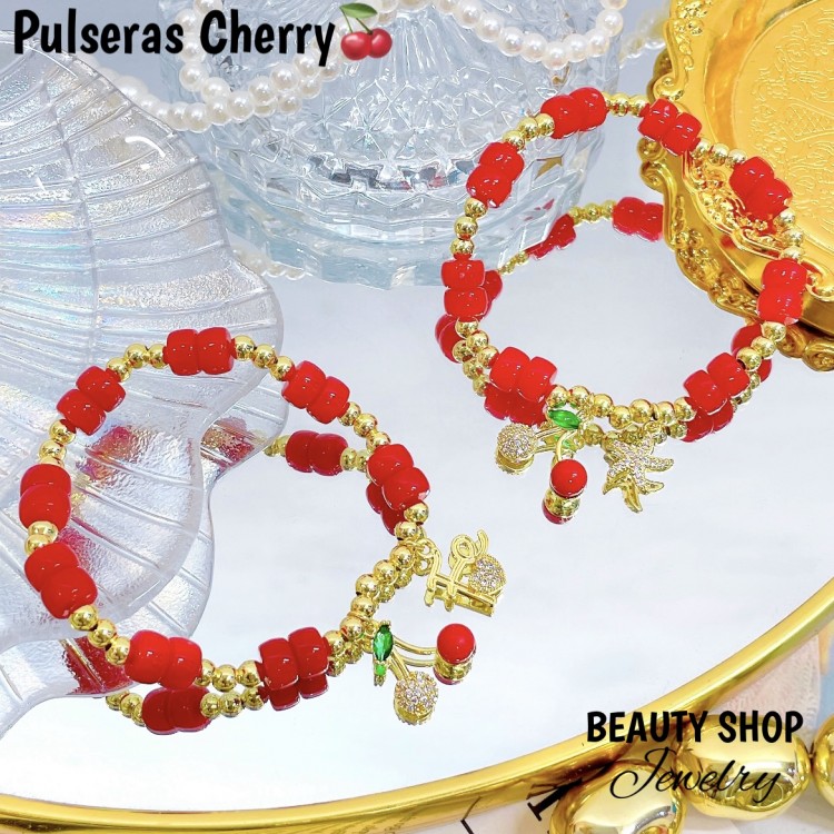 pulsera cereza oro chino (&13.5）